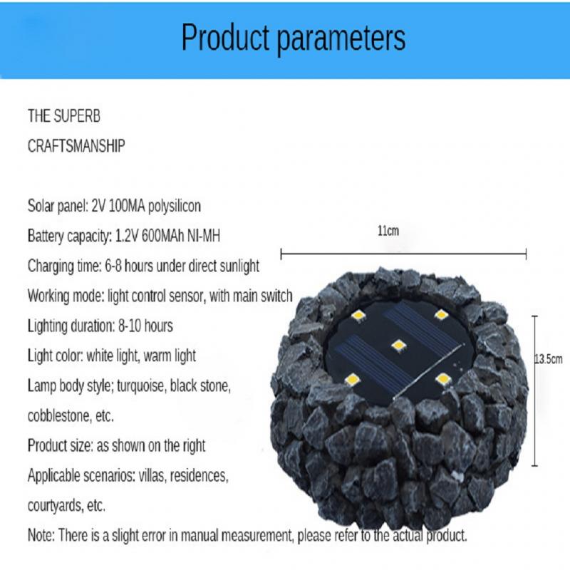 LED Solar Stone Lamp Outdoor Waterproof Simulation Stone Underground Light Solar Garden Courtyard Lawn Light