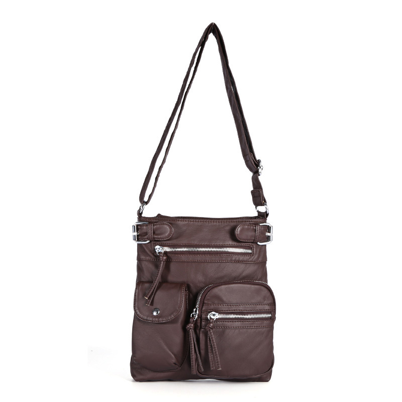 Petits sacs Messenger délavés pour femmes | Sac à bandoulière très doux, sac Vintage en cuir PU de bonne: Marron