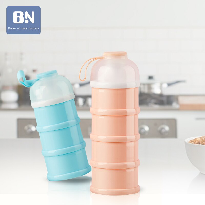 Bærbar mælkepulverformel dispenser madbeholder opbevaringsboks til babybørn toddler fire gitter baby madopbevaringsboks