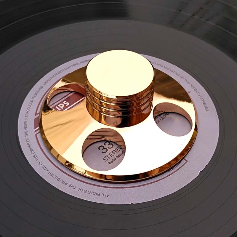 LP Vinyl Turntables Metal Disc Stabilizer Record Weight/Clamp Vinyl Record Turntable Vibration Balanced Gold and Silver T0897