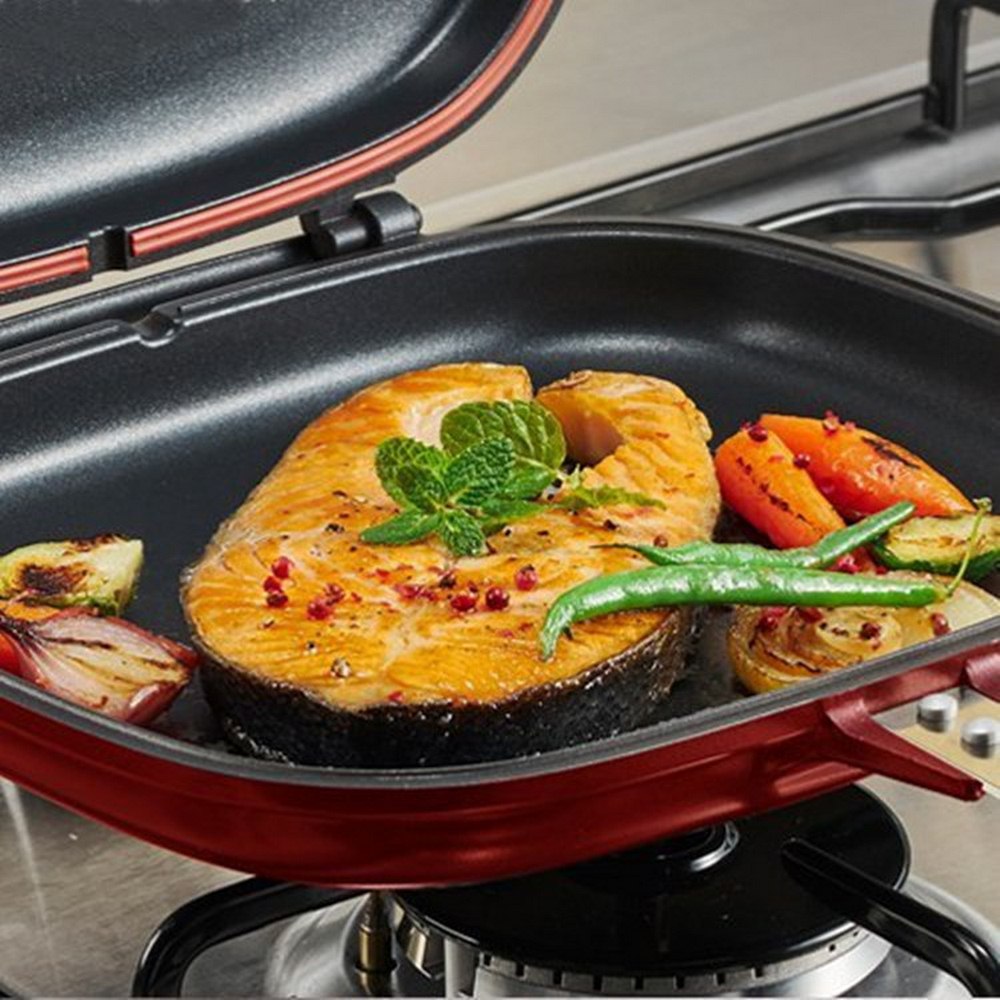 28-32cm Pan Double-sided Barbecue Frying Pan Double-sided Kitchen Utensils Bread Wok Pancakes Outdoor Kitchen Supplies