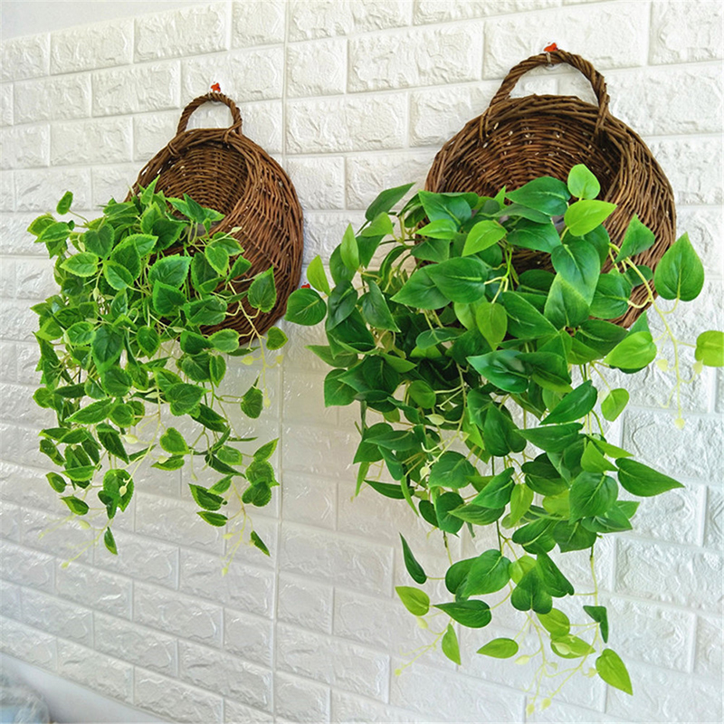 Cesta De Vime Pendurado De Parede, Plantador De Flores, Pote Da Videira Do Jardim, Suporte De Plantas, Vaso De Flores Do Ninho, Decoração De Casa