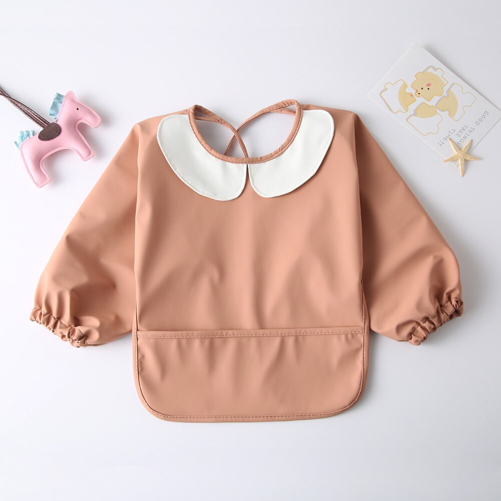 Bavaglino a maniche lunghe bavaglino per neonato bavaglino impermeabile con tasca per bambini rutto stoffa ragazza ragazzo arte grembiule accessori 6-48 mesi: Style5 / 6-12 Months