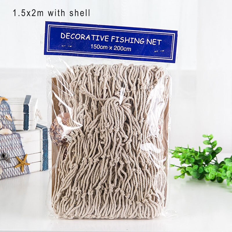 Estate Marine Decor Rete Da Pesca Arazzo Mare In Stile Mediterraneo Decorazione Della Parete di Casa Netto Del Pendente Delle Stelle Marine di Lisca di Pesce Decorazione: 1.5x2m white B