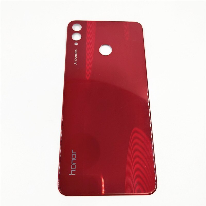 Boîtier de batterie arrière pour Huwei Honor 8X 8 X, panneau en verre avec autocollant adhésif de remplacement: Rouge