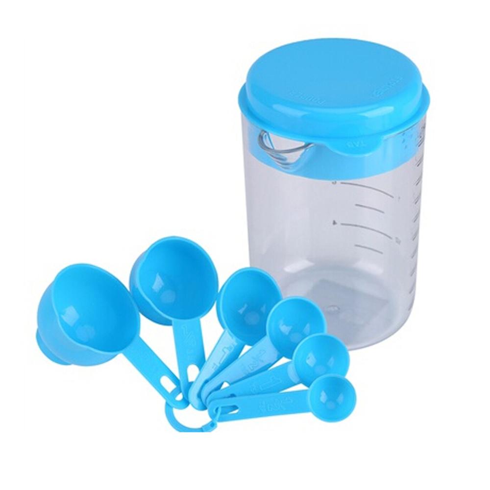7 Stks/set Maatbeker Container Set Uitloop En Stapelbaar Lepels Kits Plastic Thee Koffie Keukengerei Bakken Tools