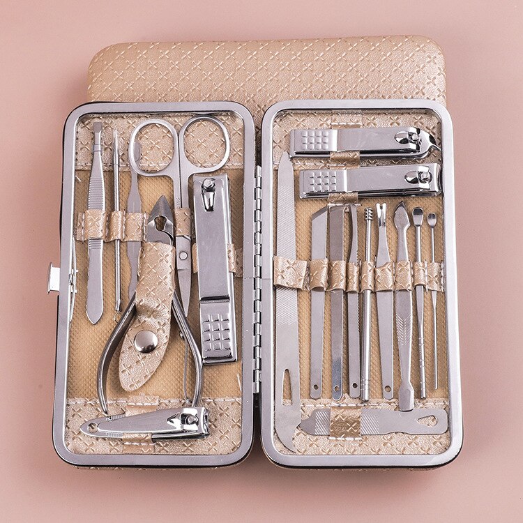 Schoonheid manicure pedicure schaar verzorgingsset manicure set 19 stuks nagelknipper eagle tools complete set in doos: 4