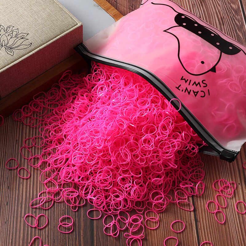 Gomas de pelo elásticas para niña, gomitas de nailon para coletas, diademas para el cabello, accesorios infantiles, 2000 unidades: 2000pcs / Bird bag-13