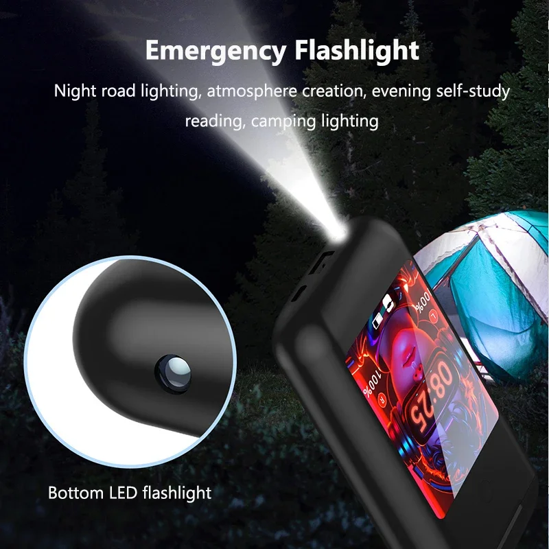 Bluetooth Wireless Headphones 8000mAh Charging Case In Ear Headset Power Bank With Mic 3 in 1 2.8-Inch Screen Touch Earphones