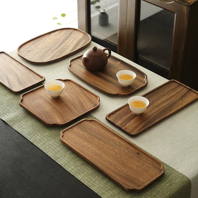 Wooden Tray Home Tea Tray Rectangular Dinner Tray Wooden Snack Fruit Tray Dry Bubble Tray Simple Multi-Function Tray