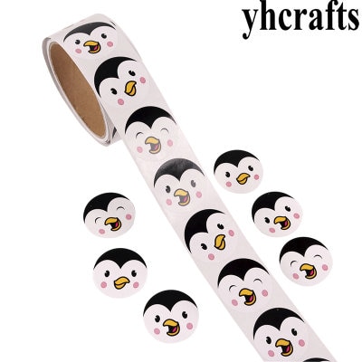 1 Roll(100PCS)/LOT pinguino adesivi di carta Ragazze regali di compleanno Per Bambini fai da te giocattoli Scuola Materna articoli di attività oggetti Decorativi di Favore