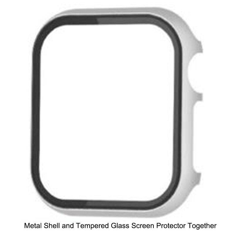 Alpq hoesje voor apple watch 38mm 40mm 42mm 44mm metalen behuizing gehard glas volledige beschermfolie voor apple watch 4 3 2 1 hoesje: Zilver / Voor 38mm