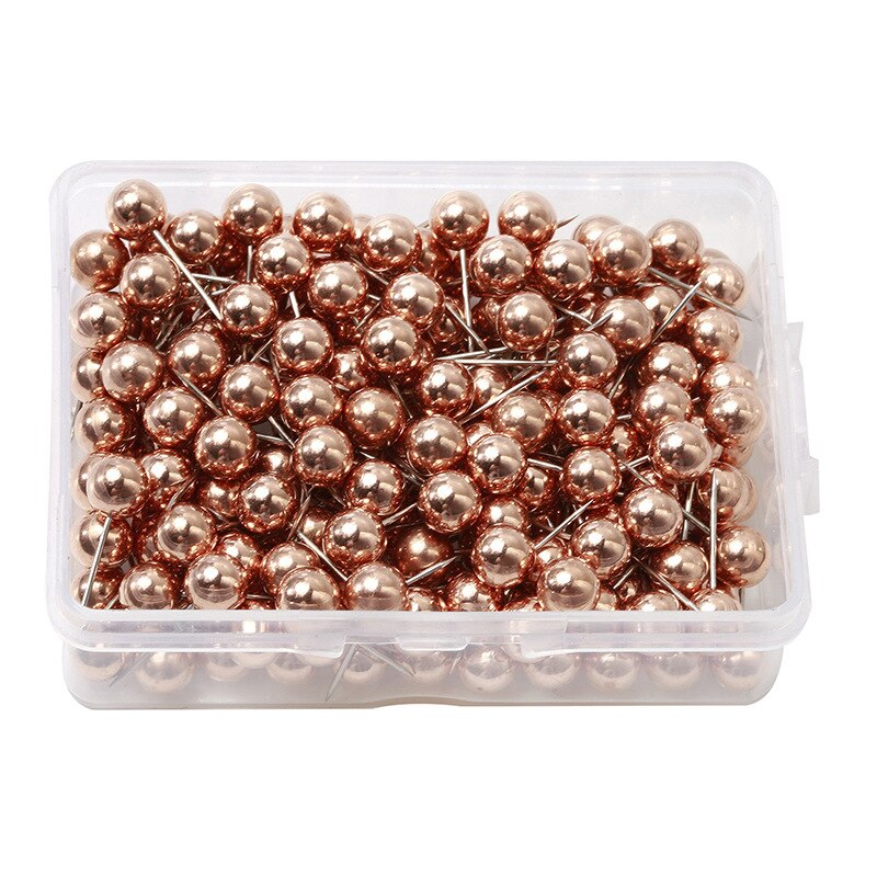 200PCS 6MM Map Tacks Push Pins with Gold Round Head Steel Point for Bulletin Board Fabric Marking Push Pins with Box