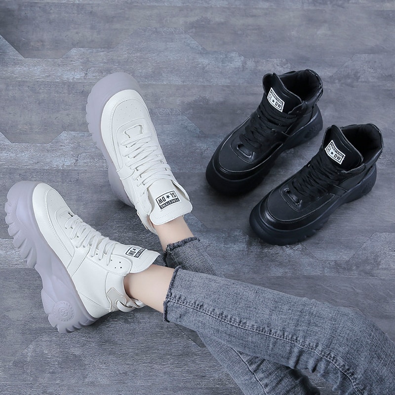 Chunky Women's Platform Sneakers Height Increase Outdoor Running Shoes High Ankle Female Urban Shoes Footwear Girls