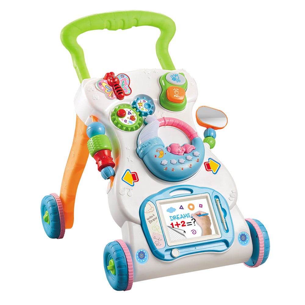 Baby walker legetøj multifuctional toddler trolley sidde-til-stå abs musikalske rollator med justerbar skrue baby aktivitet forsyninger: A2