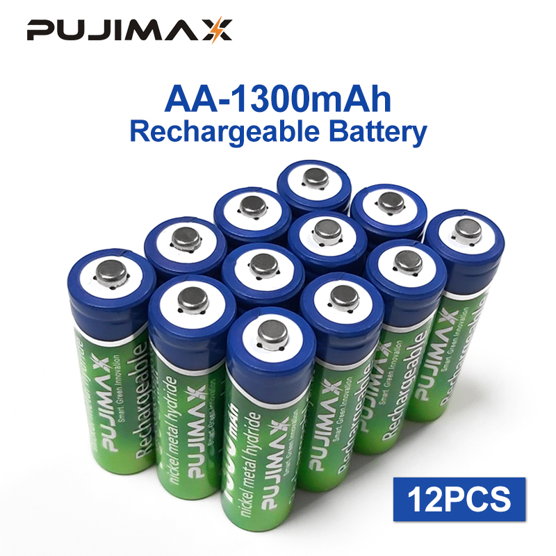 Pujimax Oplaadbare Batterij Aa Batterij 1.2V 1300 Mah 12 Pcs Vooraf Opgeladen Recharge Ni Mh Oplaadbare Batterij Voor camera Microfoon