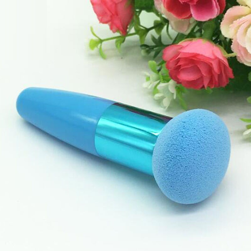 Portable Candy Color Handed Beauty Sponges Foundation Sponge Handle Makeup Puff Cosmetic Sponge Face Make Up Powder Puff Tool: Mushroom Blue