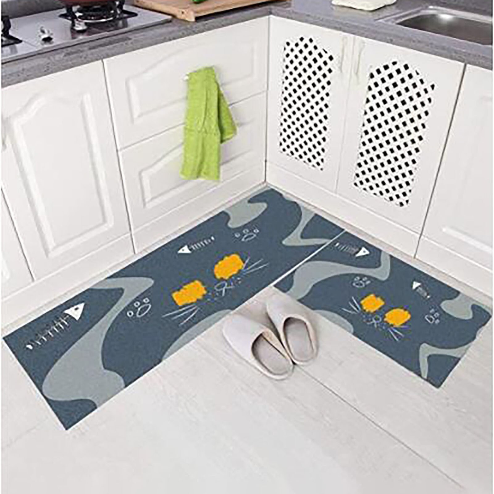 2 Stks/set Gereinigd Antislip Vloermat Olie Absorberende Keuken Tapijt Tapijt Voor Thuis Keuken Keukengerei 40*60 + 40*120Cm