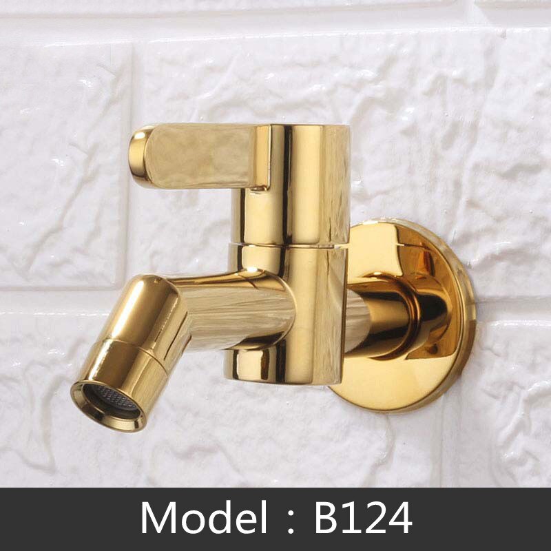 Grifos fríos individuales para baño y hogar, llave de baño de latón para montaje en pared, grifo decorativo para jardín al aire libre, negro, apertura rápida, wc: B124