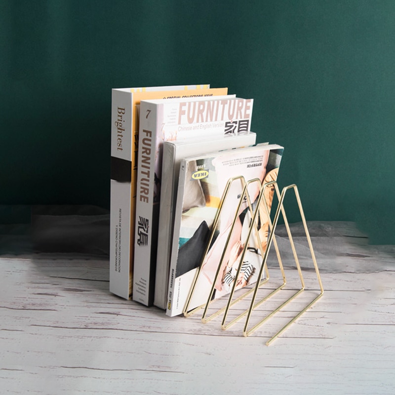 nordisch Gold Versenkbare Magazin Halfter Metall Dreieck Schreibtisch Organizer Lagerung Papier Dokument Fach Datei Ordner Büro Zubehör