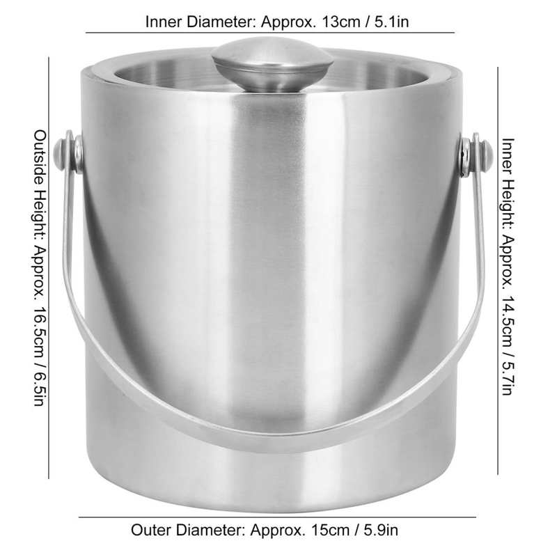 2L Rvs Geïsoleerde Dubbelwandige Ijsemmer Met Deksel Voor Party Bar Ktv Rode Wijn Barbenodigdheden Wijn Cocktail