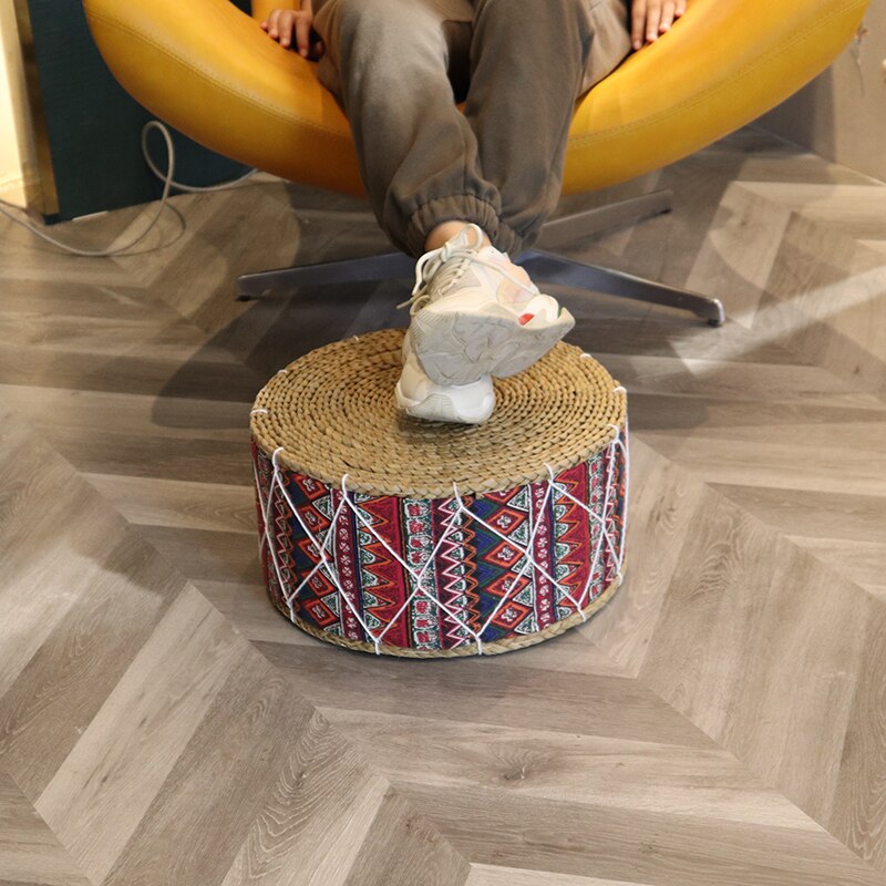 Nordique Simple fait main Futon coussin japonais Tatami paille tissu tabouret rembourré rond baie fenêtre bohème tapis