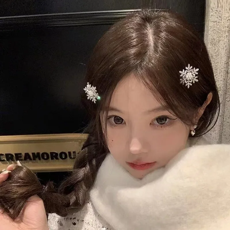 Pinces à cheveux flocon de neige en strass, épingle à cheveux en cristal pour femmes, Barrette de mariage, ornements de noël, accessoires pour cheveux, 1/5 pièces