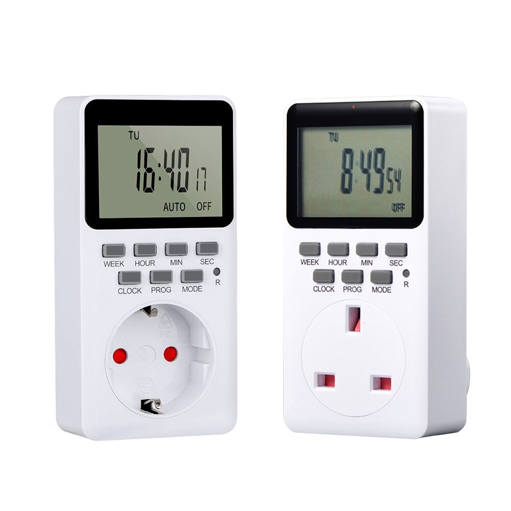Energy Saving Electronic LCD Digital Timer Switch Kitchen Power Timer Outlet 7 Day Weekly Programmable Timing Socket EU UK Plug