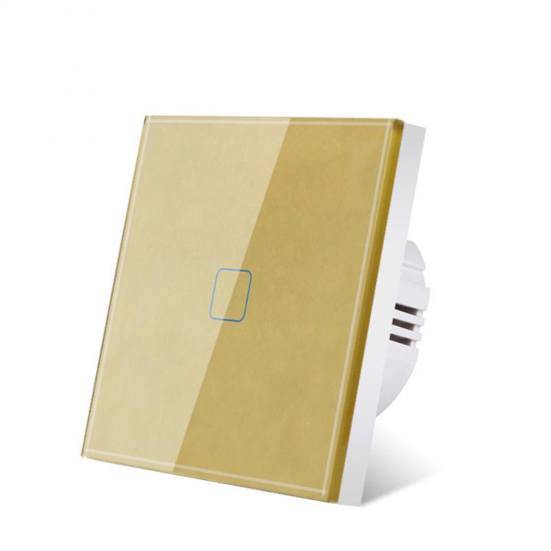 AUBESS 1 2 3 Gang EU Touch Switch LED Backlight Panel Tempered Crystal Glass Wall Light Sensory AC100-240V Switches Interruptor: gold white one