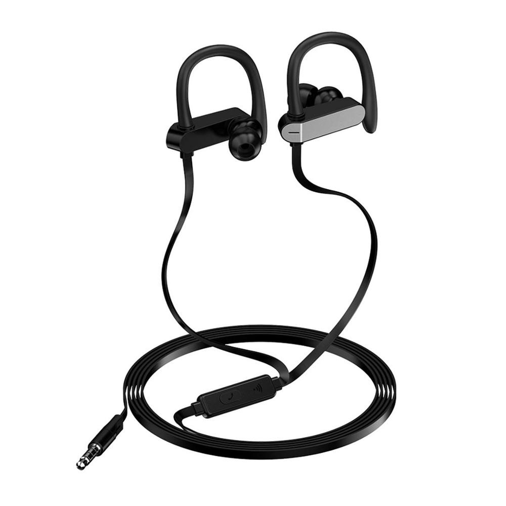 SOONHUA miękkie słuchawki z zaczepem na ucho bas radiowy kabel słuchawkowy sterowany 3.5mm wtyczka słuchawka do ipoda Laptop PS Vita z torbą OPP: GRAY