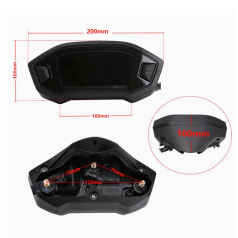 Moto LCD Instrument LCD couleur affichage odomètre température de l'eau compteur de vitesse ABS général voiture accessoires