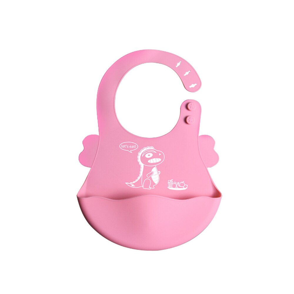 Silicone Baby Zuignap Plaat Slabbetjes Voeden Set Servies Bestek Kinderen Rvs Lepel En Vork Doseren Gerechten Din: Pink Bib