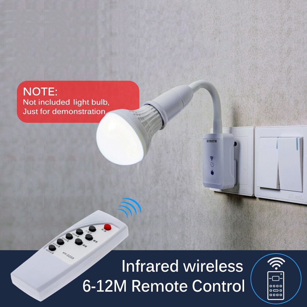 E27 Socket Wireless Remote Control Lamp Holder Time Dimmer LED Bulbs Switch Night light Base 220V