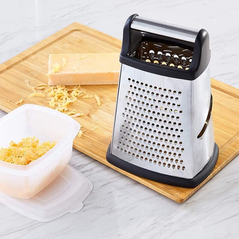 4-Sided Stainless Steel Box Grater with Storage Container, Grater for Parmesan Cheese, Ginger Ect
