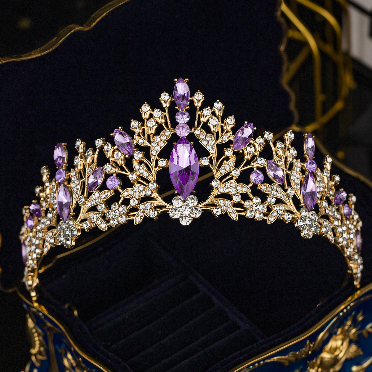 Luxo cristal strass coroa para mulheres, artesanal tiara, clássico, princesa, acessórios de cabelo para ocasiões importantes, moda: Prateado