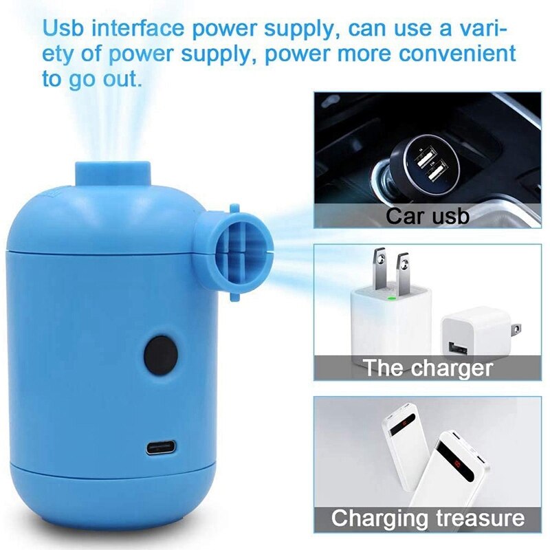 Usb elektrisk luftpump portabel, mini luftpump med 4 munstycken, pumpar för uppblåsbara pool luftmadrass sängar båtar.
