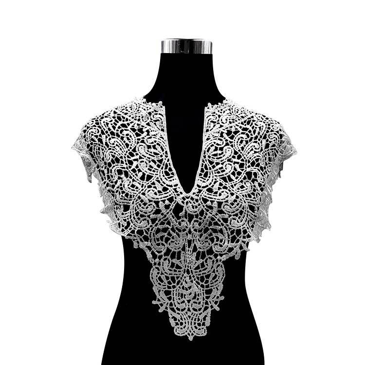 Vandopløselig blondekrave tredimensionel hul broderi brystet polyester silke broderi krave diy blonde tilbehør