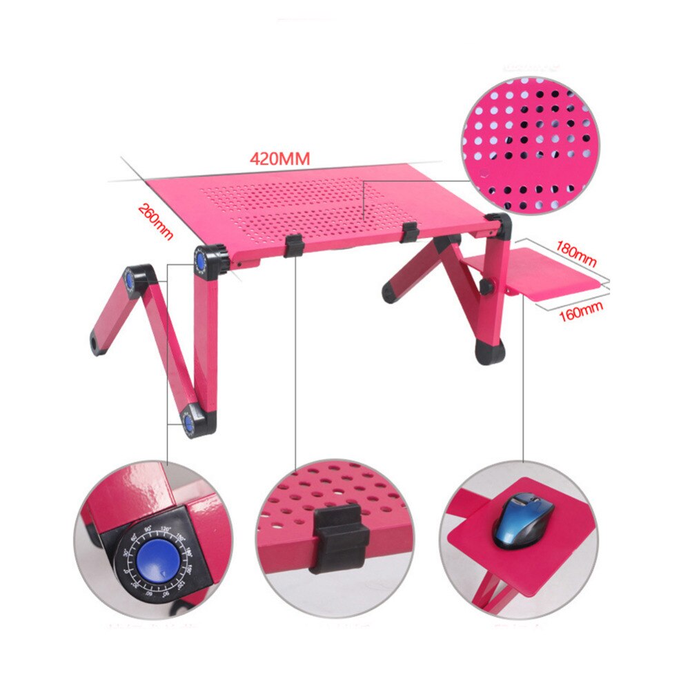 Adjustable Alloy Laptop Desks Portable Ergonomic Folding Computer Table Stand Foldable Desk Tray With Mouse Pad For Commercial