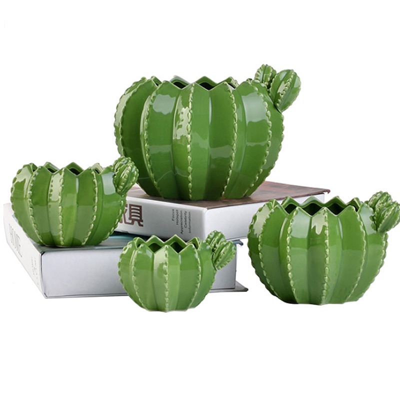 Vaso de flores de cerâmica de cacto, pote de flores de cerâmica para decoração de plantas criativas, acessórios de decoração groot, para plantas