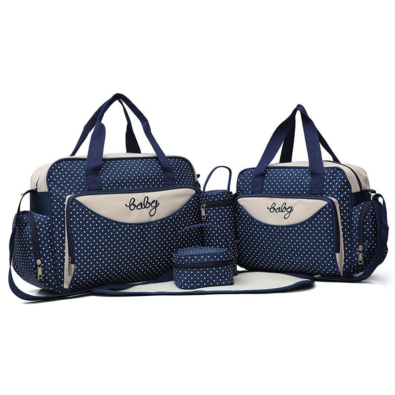 5 Stuks Multifunctionele Grote Capaciteit Moeder Luiertas Voor Baby &#39;S Reistas Mode Maternal Nappy Messenger Bag Producten: Blue suit