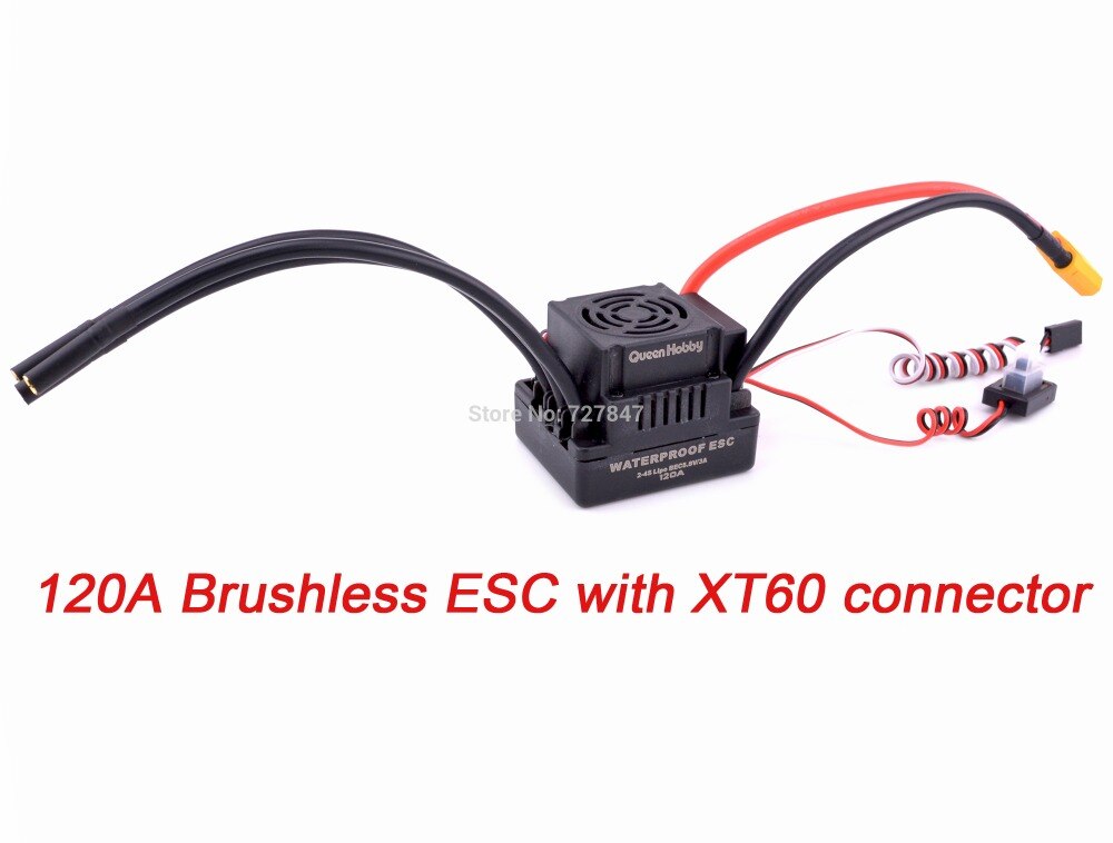 Waterproof 3660 3300KV / 3800KV & 3670 2150KV / 2650KV Brushless Motor 80A / 120A Brushless ESC Combo Set for 1/8 RC Car: Only 120A ESC XT60