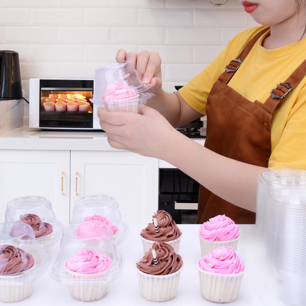 50Pcs Clear Plastic Enkele Cupcake Cake Case Muffin Dome Houder Box Container Voor Keuken Accessoires