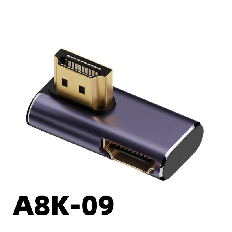 Adaptador UHD 8K 48Gbps HDMI 2,1 V en forma de U, ángulo recto de 90 270 grados, Mini Micro HD macho a conector hembra Compatible con HDMI: Fucsia