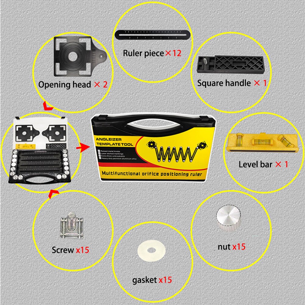 Twelve Folding Ruler Measuring Ruler Angle Folding Positioning Ruler DIY Wood Tile Flooring Tool Universal Hole Punch Tools