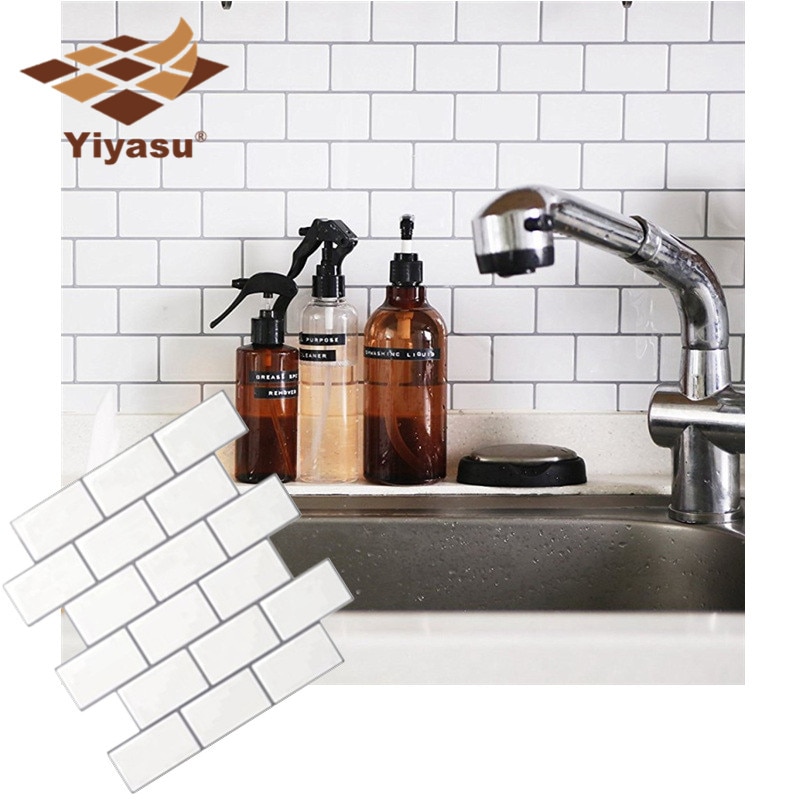 Hjemmeinnredning t-bane av hvit selvklebende tapet 3d fliser og pinner veggfliser til kjøkken og dårlig backsplash