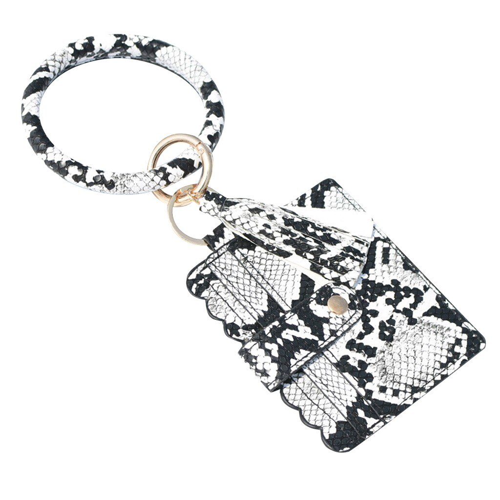Grote Armband Sleutelhanger Kaart Mode Multifunctionele Pu Lederen Telefoon Portemonnee Houder Kwastje Bangle Key Ring Wristban Met Portemonnee d3