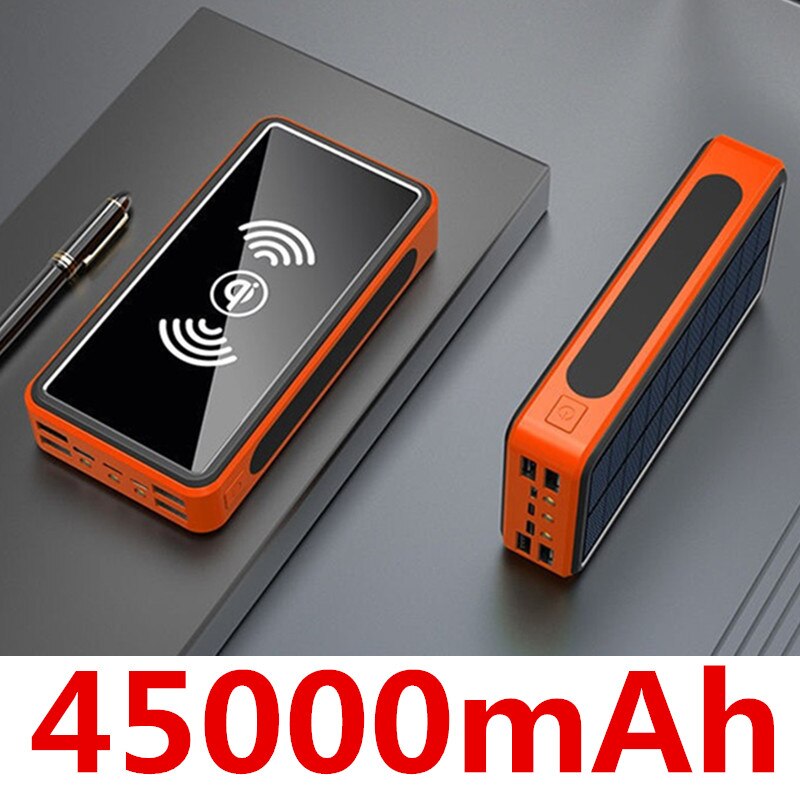 99000Mah Draadloze Oplader Power Bank Externe Batterij Draadloze Opladen Powerbank Voor IPhone11 X Xiaomi Power Bank: Orange-45000mAh