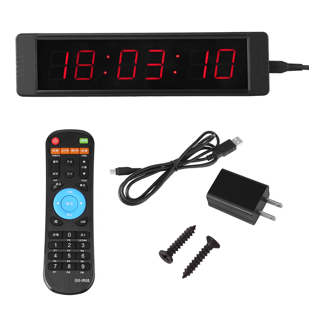 Reloj de pared con pantalla Digital LED, cronómetro electrónico de alta precisión con Control remoto GI6T-1R, para entrenamiento deportivo, gimnasio