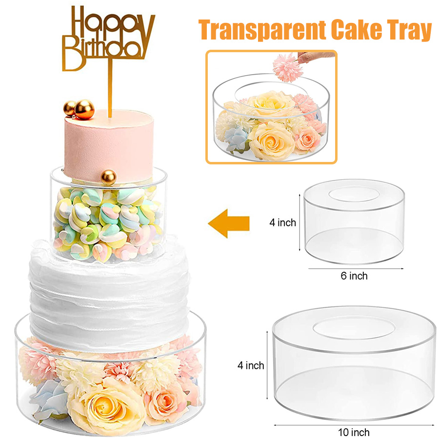 Tablero de exhibición de pastel acrílico, bandeja raspadora más suave con borde redondo para pastel, Base de tablero recargable, herramientas de soporte para pastel transparente, 1 ud.