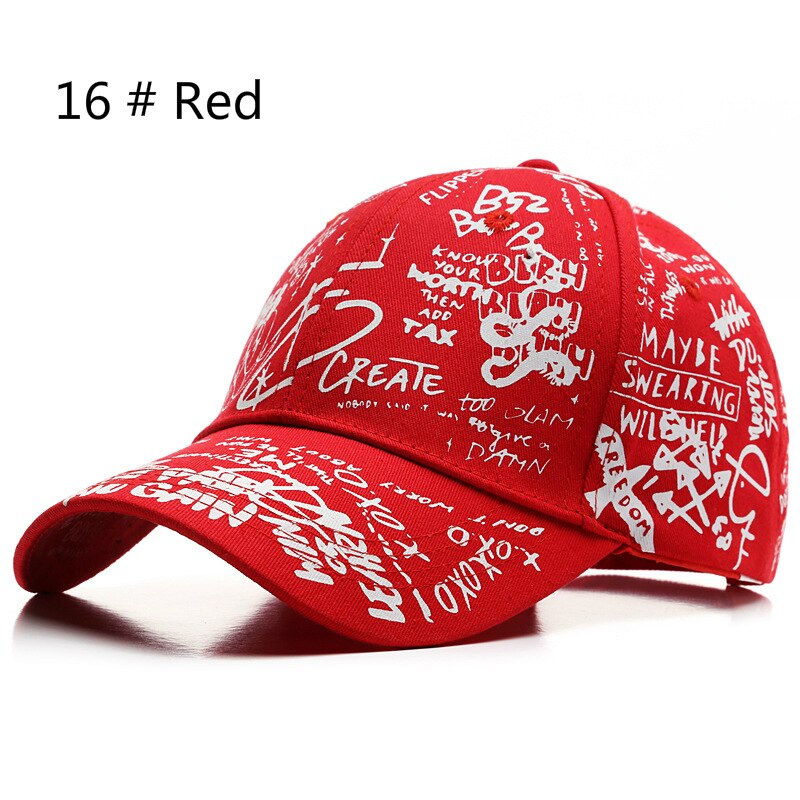 SLECKTON 100% Cotone Hip Hop del Berretto Da Baseball per Gli Uomini e Le Donne Casual Graffiti Snapback Cappello Unisex Cappelli di Moda Ha Raggiunto Il Picco Caps estate: 16-Red